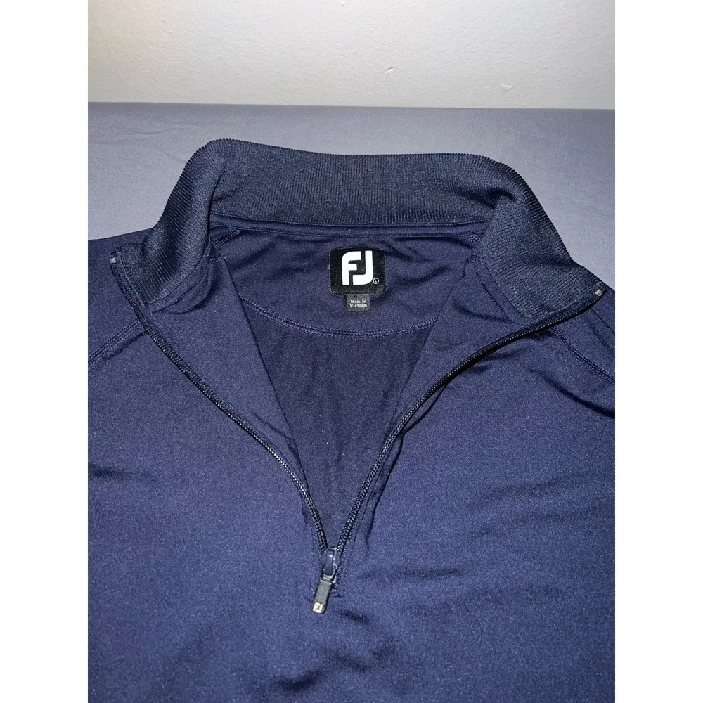 FootJoy Mens Navy Blue Quarter Zip Golf Pullover Lightweight Stretch Jacket L